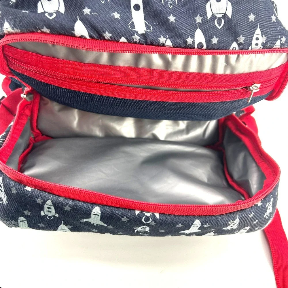 Bentgo Kids Backpack with Insulated Lunch Compartment Rocket Ship Navy Red